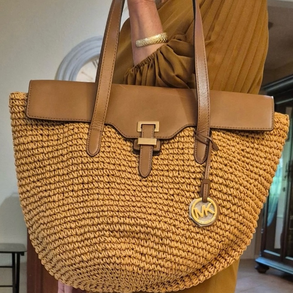 Michael Kors Tan and Brown Woven Tote